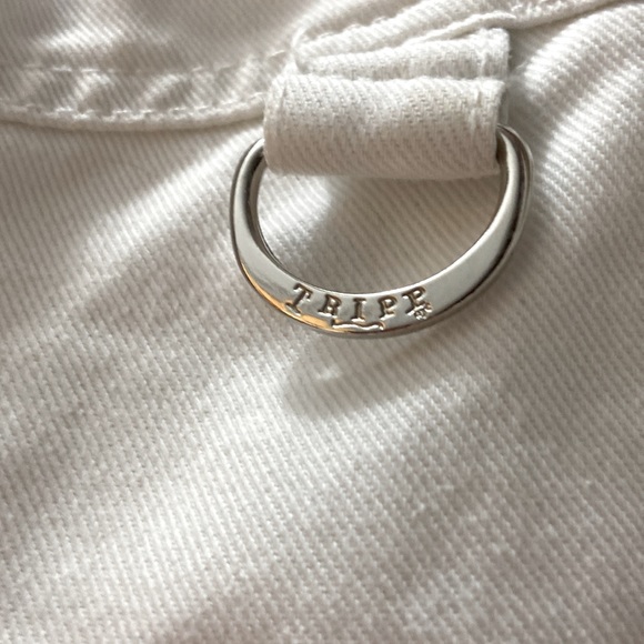 TRIPP NYC LG. WHITE & BLACK BIKER/MOTO JACKET~ZIPPERS, STRAPS, STUDS & CLASPS - Picture 7 of 15